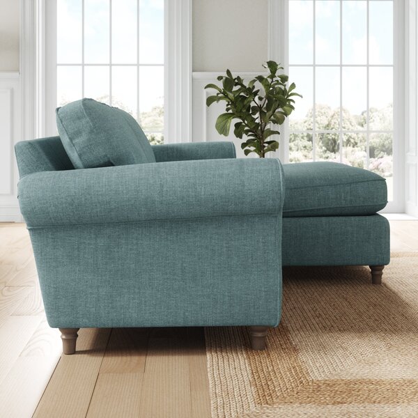 Flori Tonal Plush Chenille Corner Chaise Sofa