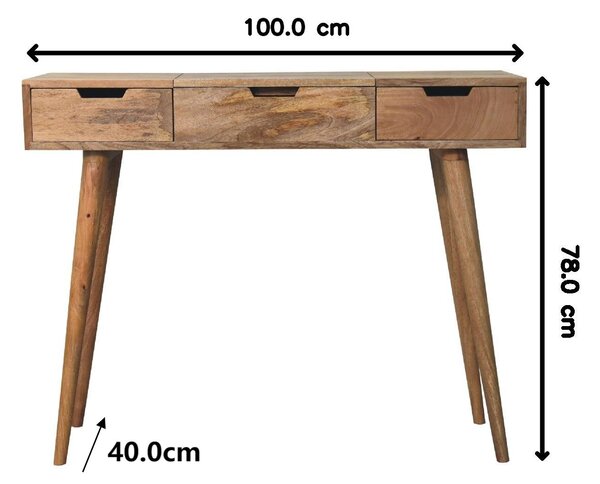 Wood Dressing Table with Mirror and 2 Smooth‑Gliding Drawers, Console Table with 4 Compartments, 40L x 100W x 78H cm, Brown Aosom UK