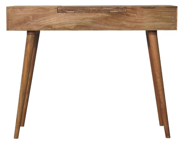 Wood Dressing Table with Mirror and 2 Smooth‑Gliding Drawers, Console Table with 4 Compartments, 40L x 100W x 78H cm, Brown Aosom UK