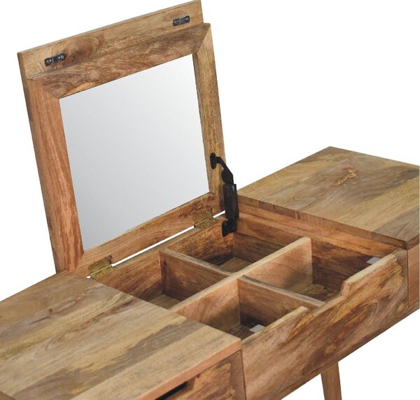 Wood Dressing Table with Mirror and 2 Smooth‑Gliding Drawers, Console Table with 4 Compartments, 40L x 100W x 78H cm, Brown Aosom UK