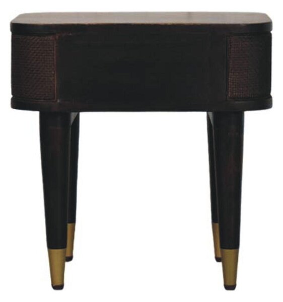 Solid Mango Wood Belmont Bedside Cabinet with Spacious Drawer and Hand-Finished Details, Table for Bedroom, 35L x 45W x 46H cm, Brown Aosom UK