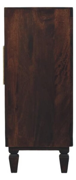 Solid Mango Wood Cabinet with 2 Doors and 2 Shelves, Hand-finished Surface, Table with Playful Animal Carving, 35L x 85W x 86H cm, Brown Aosom UK