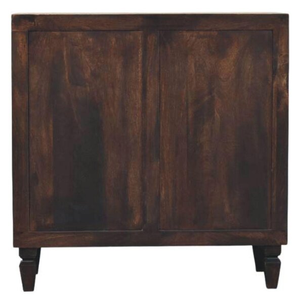 Solid Mango Wood Cabinet with 2 Doors and 2 Shelves, Hand-finished Surface, Table with Playful Animal Carving, 35L x 85W x 86H cm, Brown Aosom UK