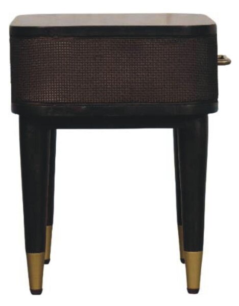 Solid Mango Wood Belmont Bedside Cabinet with Spacious Drawer and Hand-Finished Details, Table for Bedroom, 35L x 45W x 46H cm, Brown Aosom UK