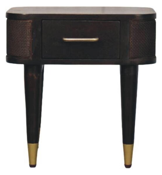 Solid Mango Wood Belmont Bedside Cabinet with Spacious Drawer and Hand-Finished Details, Table for Bedroom, 35L x 45W x 46H cm, Brown Aosom UK