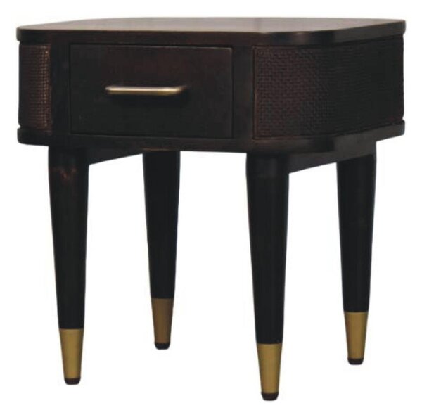 Solid Mango Wood Belmont Bedside Cabinet with Spacious Drawer and Hand-Finished Details, Table for Bedroom, 35L x 45W x 46H cm, Brown Aosom UK