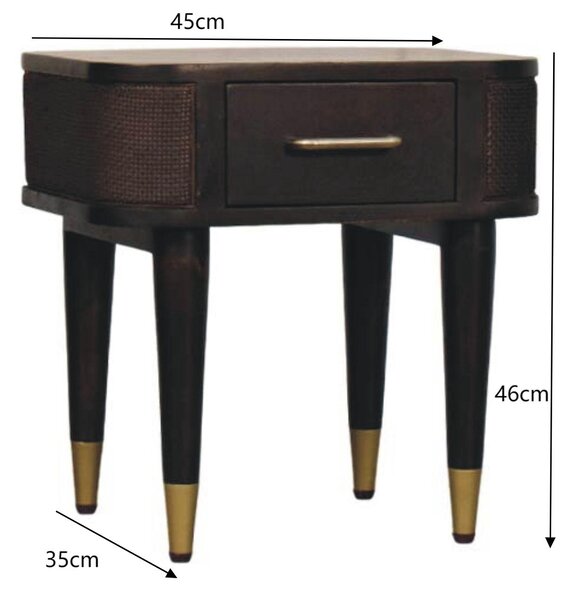 Solid Mango Wood Belmont Bedside Cabinet with Spacious Drawer and Hand-Finished Details, Table for Bedroom, 35L x 45W x 46H cm, Brown Aosom UK