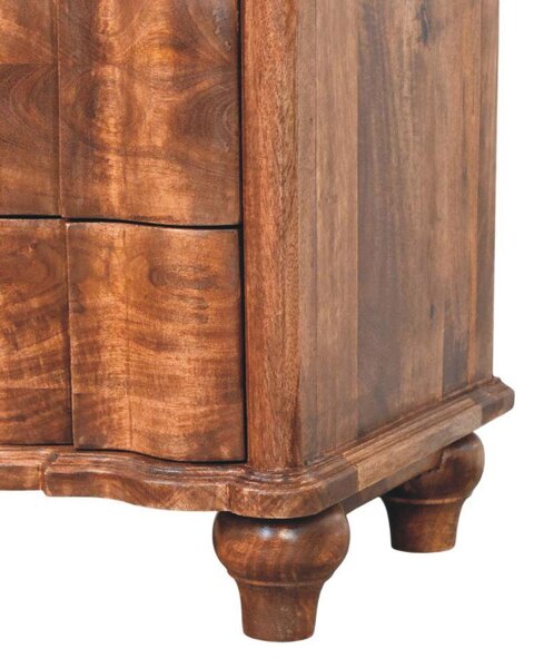 Solid Mango Wood Valencia Bedside Table with Hand-finished Surfaces, Bedside Cabinet with 3 Drawers for Storage, 40L x 55W x 63H cm, Brown Aosom UK