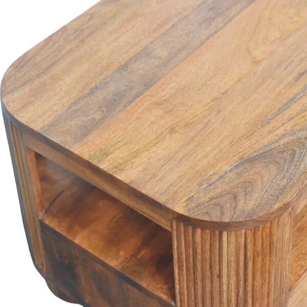 Solid Mango Wood Coffee Table with 2 Smooth-gliding Drawers, Tea Table with Shelf for Organised Storage, 55L x 85W x 46H cm, Brown Aosom UK