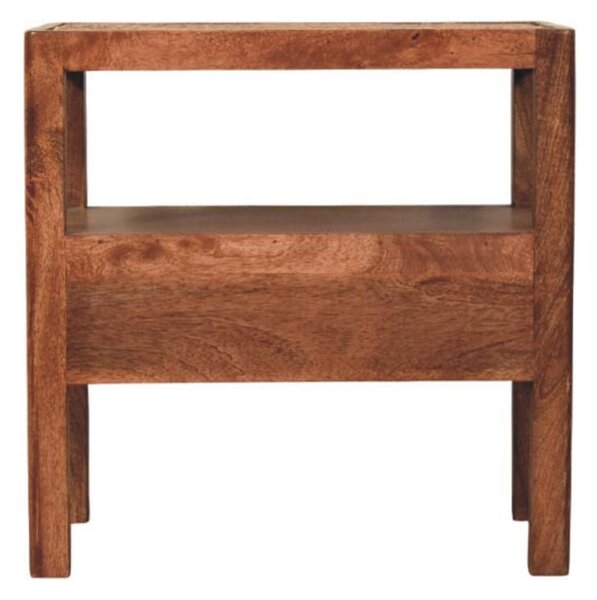 Caldera Solid Mango Wood Bedside Table with Drawer and Shelf, Bedside Cabinet with Hand-finished Design, 35L x 55W x 55H cm, Brown Aosom UK