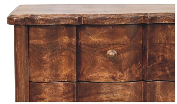 Solid Mango Wood Valencia Bedside Table with Hand-finished Surfaces, Bedside Cabinet with 3 Drawers for Storage, 40L x 55W x 63H cm, Brown Aosom UK