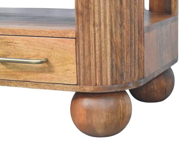 Solid Mango Wood Coffee Table with 2 Smooth-gliding Drawers, Tea Table with Shelf for Organised Storage, 55L x 85W x 46H cm, Brown Aosom UK