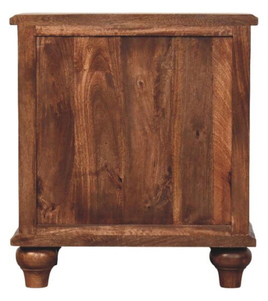 Solid Mango Wood Valencia Bedside Table with Hand-finished Surfaces, Bedside Cabinet with 3 Drawers for Storage, 40L x 55W x 63H cm, Brown Aosom UK
