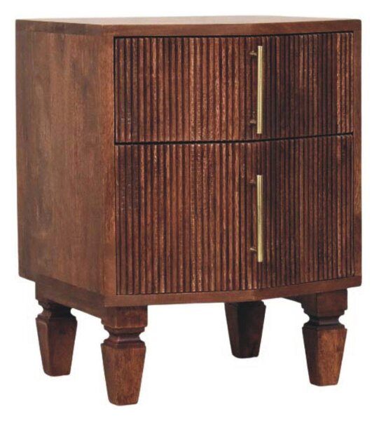 Solid Wood Harper Bedside Table with Eco-Conscious Durable Build, Bedside Cabinet with 2 Smooth-Gliding Drawers, 40L x 42W x 55H cm, Brown Aosom UK