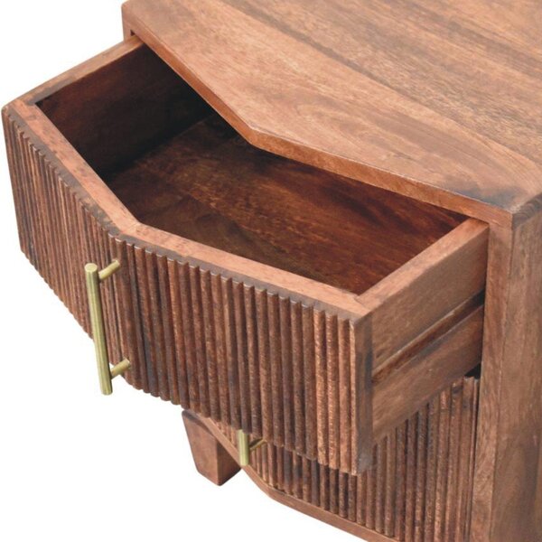 Solid Wood Harper Bedside Table with Eco-Conscious Durable Build, Bedside Cabinet with 2 Smooth-Gliding Drawers, 40L x 42W x 55H cm, Brown Aosom UK