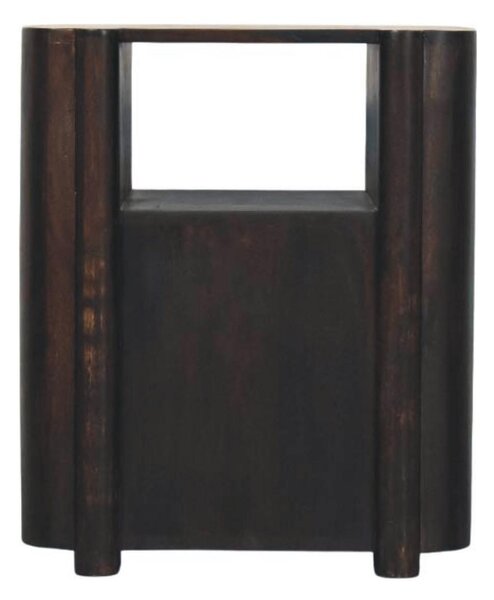 Solid Mango Wood Curved-Edge Rattan Bedside Table with 2 Smooth-gliding Drawers, Bedside Cabinet with Open Shelf, 40L x 50W x 60H cm, Brown Aosom UK