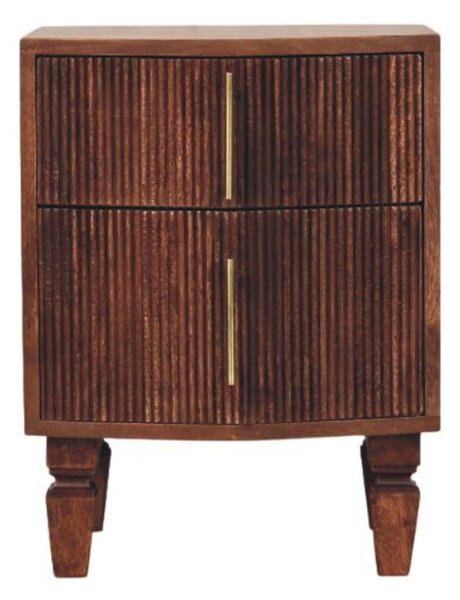 Solid Wood Harper Bedside Table with Eco-Conscious Durable Build, Bedside Cabinet with 2 Smooth-Gliding Drawers, 40L x 42W x 55H cm, Brown Aosom UK