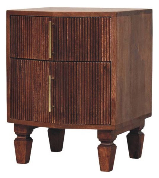 Solid Wood Harper Bedside Table with Eco-Conscious Durable Build, Bedside Cabinet with 2 Smooth-Gliding Drawers, 40L x 42W x 55H cm, Brown Aosom UK
