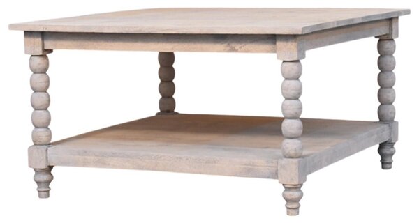 Wood Coffee Table with Open Storage Slot, Side Table with Durable Hand-Finished Circular Design for Living Room, 80L x 80W x 45H cm, Beige Aosom UK