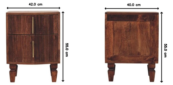 Solid Wood Harper Bedside Table with Eco-Conscious Durable Build, Bedside Cabinet with 2 Smooth-Gliding Drawers, 40L x 42W x 55H cm, Brown Aosom UK