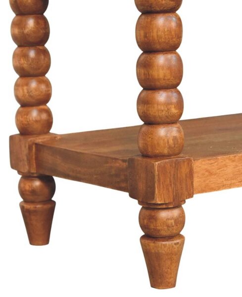 Solid Mango Wood Upholstered Spindle Bench with 2 Smooth‑gliding Drawers, Seat with Open Slot for Storage, 35L x 90W x 55H cm, Brown Aosom UK