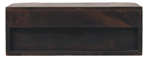 Handcrafted Solid Wood Wall-Mounted Bedside Drawer with Spacious Drawer, Bedside Table with Bronze Metal Accent, 32L x 50W x 18H cm, Brown Aosom UK