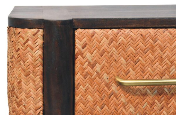 Handcrafted Solid Wood Wall-Mounted Bedside Drawer with Spacious Drawer, Bedside Table with Bronze Metal Accent, 32L x 50W x 18H cm, Brown Aosom UK