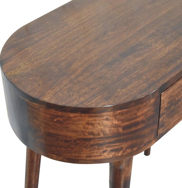 Solid Wood Console Table with Rounded Edges and Drawer, Compact Mid‑Century Bedside Table for Living Room, 40L x 80W x 78H cm, Brown Aosom UK