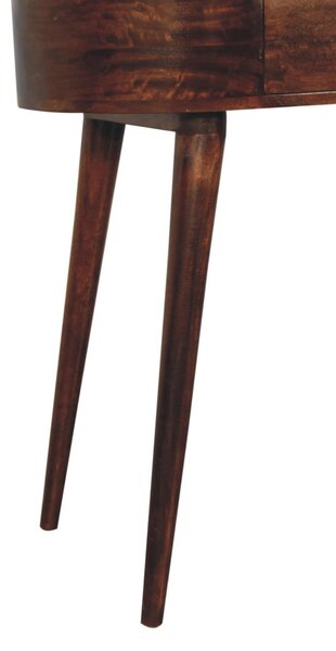 Solid Wood Console Table with Rounded Edges and Drawer, Compact Mid‑Century Bedside Table for Living Room, 40L x 80W x 78H cm, Brown Aosom UK