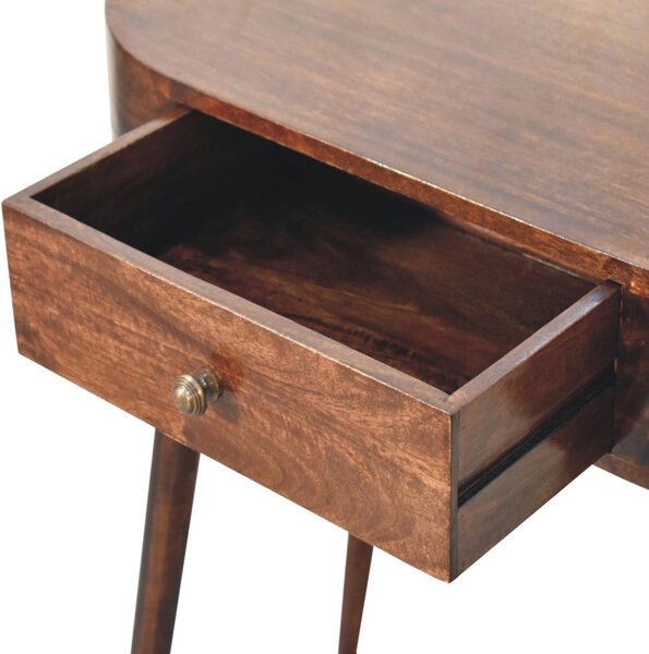 Solid Wood Console Table with Rounded Edges and Drawer, Compact Mid‑Century Bedside Table for Living Room, 40L x 80W x 78H cm, Brown Aosom UK