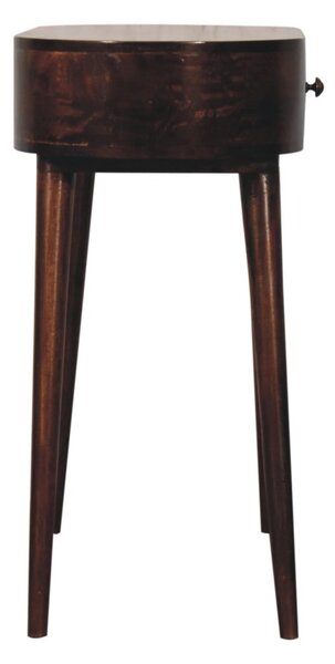 Solid Wood Console Table with Rounded Edges and Drawer, Compact Mid‑Century Bedside Table for Living Room, 40L x 80W x 78H cm, Brown Aosom UK