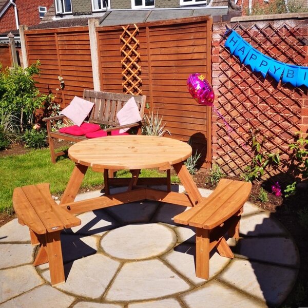Outsunny Fir Wood Pub Set: 6-Seater Heavy-Duty Outdoor Dining Suite with Parasol Hole, Patio Aosom UK
