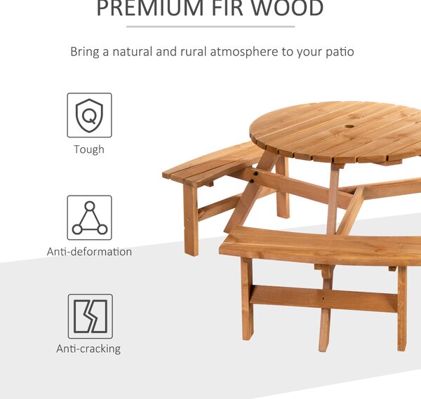 Outsunny Fir Wood Pub Set: 6-Seater Heavy-Duty Outdoor Dining Suite with Parasol Hole, Patio Aosom UK