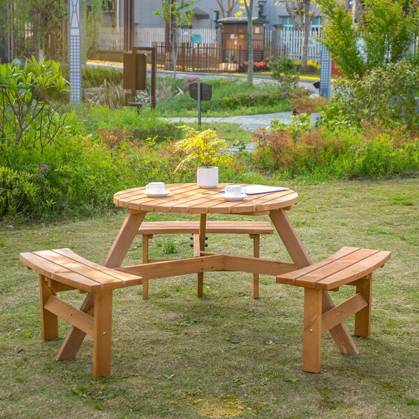Outsunny Fir Wood Pub Set: 6-Seater Heavy-Duty Outdoor Dining Suite with Parasol Hole, Patio Aosom UK