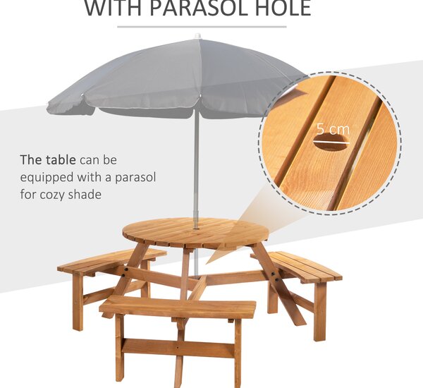 Outsunny Fir Wood Pub Set: 6-Seater Heavy-Duty Outdoor Dining Suite with Parasol Hole, Patio Aosom UK