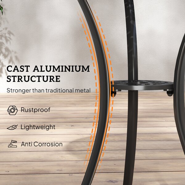Outsunny Patio Cast Aluminium 3 PCS Bistro Set Coffee Table & 2 Chairs Set Outdoor Garden Furniture Set