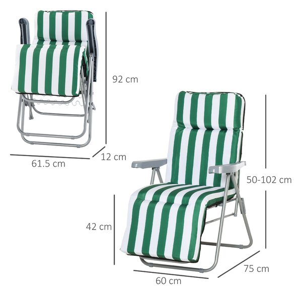 Outsunny Set of 2 Garden Patio Outdoor Sun Recliners Loungers Foldable Multi Position Relaxers Chairs w/ Cushions Fire Retardant Sponge Aosom UK