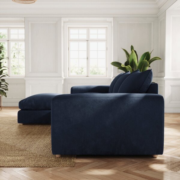 Full Circle Austin Navy Cosy Velvet Left Hand Facing Corner Chaise