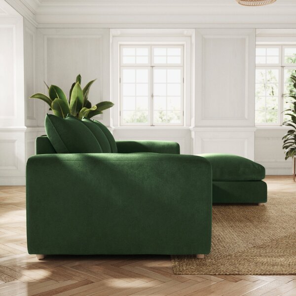 Full Circle Austin Bottle Green Cosy Velvet Right Hand Facing Corner Chaise