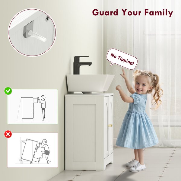 HOMCOM Under Sink Bathroom Cabinet with 2 Arch Doors - White