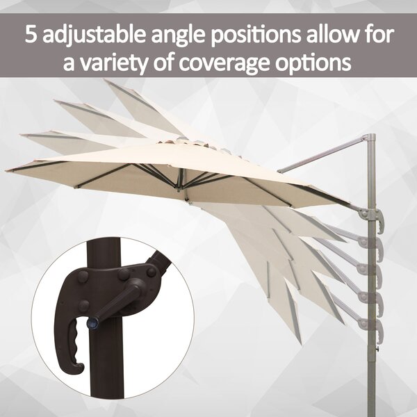 Outsunny Banana Parasol 3M Cantilever Umbrella with Cross Base, Aluminium Frame, 360° Rotation, Hand Crank, Beige Aosom UK