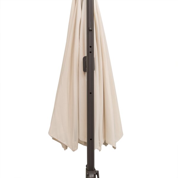 Outsunny Banana Parasol 3M Cantilever Umbrella with Cross Base, Aluminium Frame, 360° Rotation, Hand Crank, Beige Aosom UK