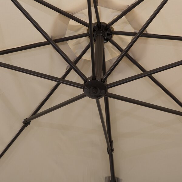 Outsunny Banana Parasol 3M Cantilever Umbrella with Cross Base, Aluminium Frame, 360° Rotation, Hand Crank, Beige Aosom UK