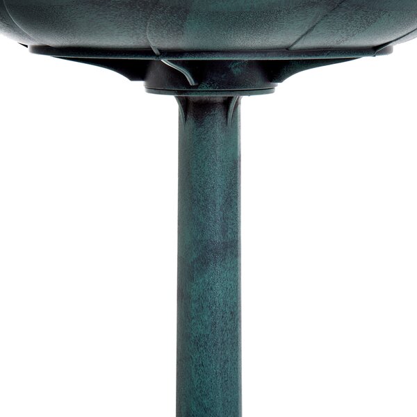 Outsunny Decorative Bird Bath: Scallop-Patterned Garden Feeder Stand, Time-Worn Green Finish