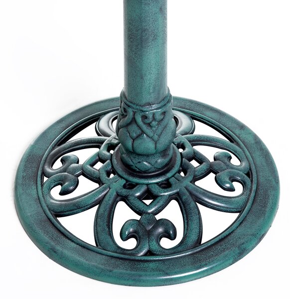 Outsunny Decorative Bird Bath: Scallop-Patterned Garden Feeder Stand, Time-Worn Green Finish