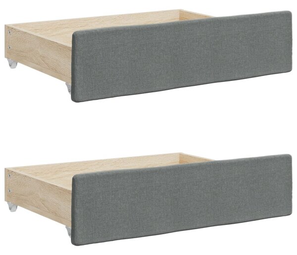 Bed Drawers 2 pcs Dark Grey Engineered Wood and Fabric