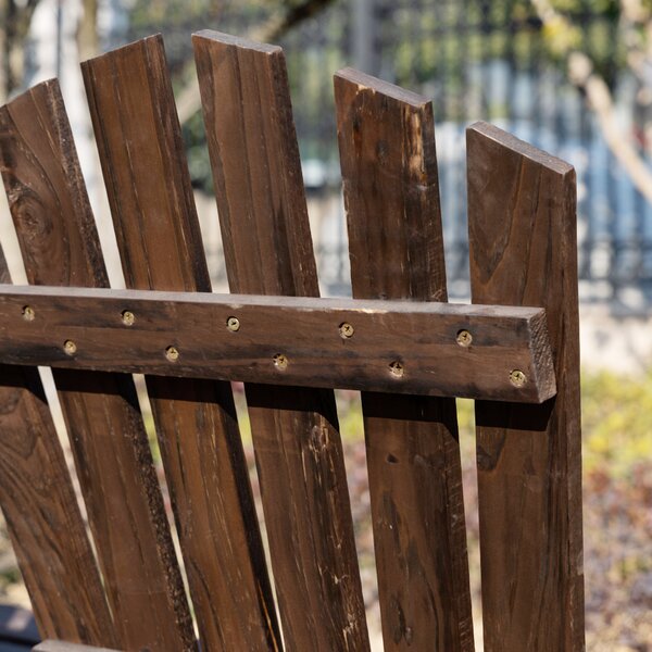 Outsunny 2 Seater Garden Bench Comfortable Fir Logs Love Chair w/ Wheel-Shaped Armrests, Outdoor Adirondack Wooden Loveseats Aosom UK