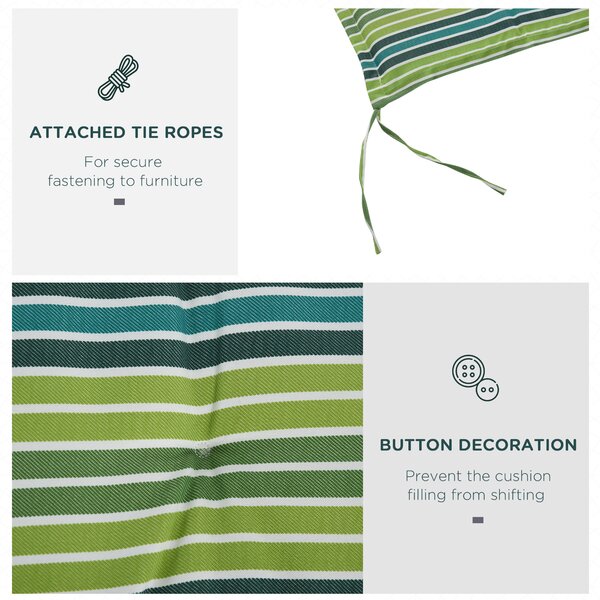 Outsunny Rattan Seating Ensemble: Striped Polyester Cushions for Alfresco Lounging, Set of 2, Verdant Hue Aosom UK