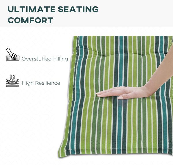 Outsunny Rattan Seating Ensemble: Striped Polyester Cushions for Alfresco Lounging, Set of 2, Verdant Hue Aosom UK