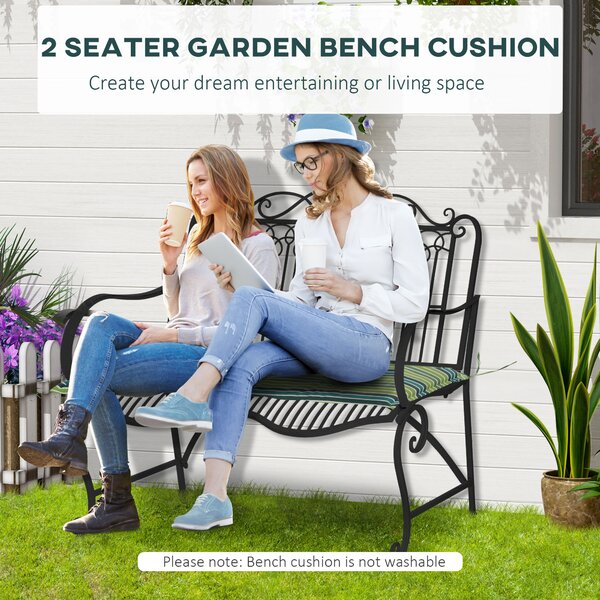 Outsunny Rattan Seating Ensemble: Striped Polyester Cushions for Alfresco Lounging, Set of 2, Verdant Hue Aosom UK